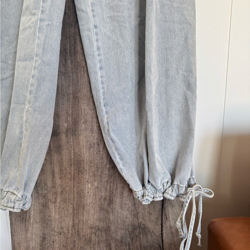 BiBi jogger Mineral Washed jeans wide leg cinch tie bottom SZ Small - Picture 4 of 9